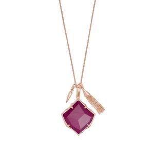 Kendra Scott Arlet Maroon Jade‎ Pendant Necklace on Rose Gold Toned Chain